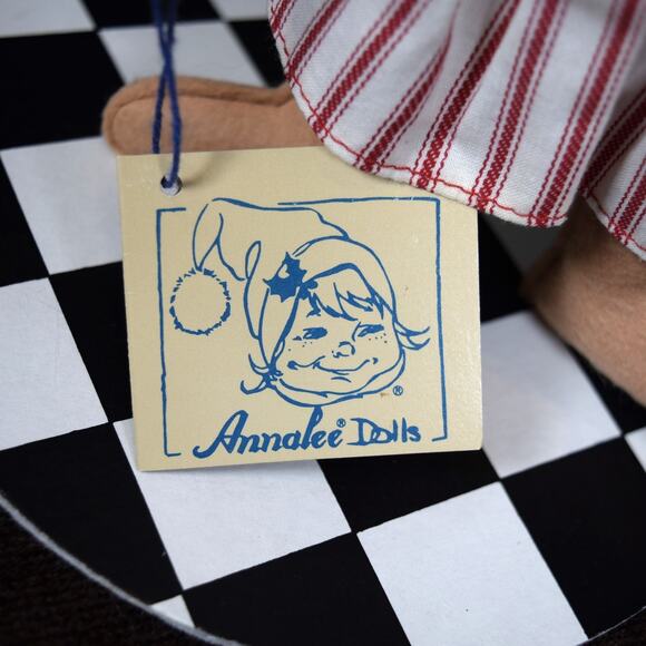 Annalee Mobilitee 9" Doll Vintage 1998 Gingerbreadman Red Striped Apron Chef Hat - Picture 10 of 10